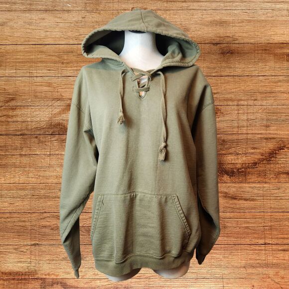 VTG Cotton Exchange Large Army Green Heavy Duty Hoodie - Picture 1 of 7